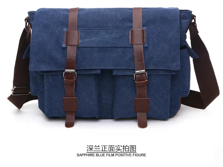 Canvas Men Business Messenger Bags for Men Shoulder Bag Vintage Canvas Crossbody Pack Retro Casual Office Travel Bag