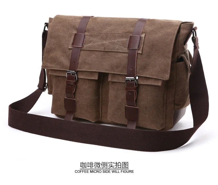 Canvas Men Business Messenger Bags for Men Shoulder Bag Vintage Canvas Crossbody Pack Retro Casual Office Travel Bag