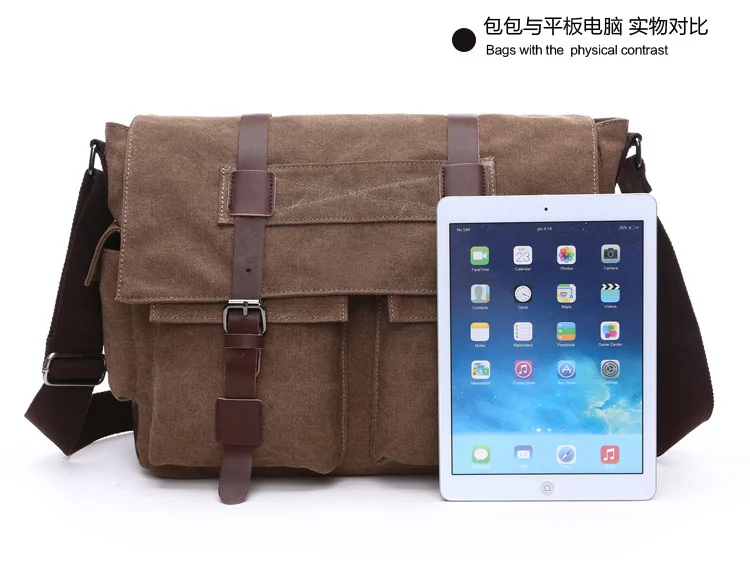 Canvas Men Business Messenger Bags for Men Shoulder Bag Vintage Canvas Crossbody Pack Retro Casual Office Travel Bag