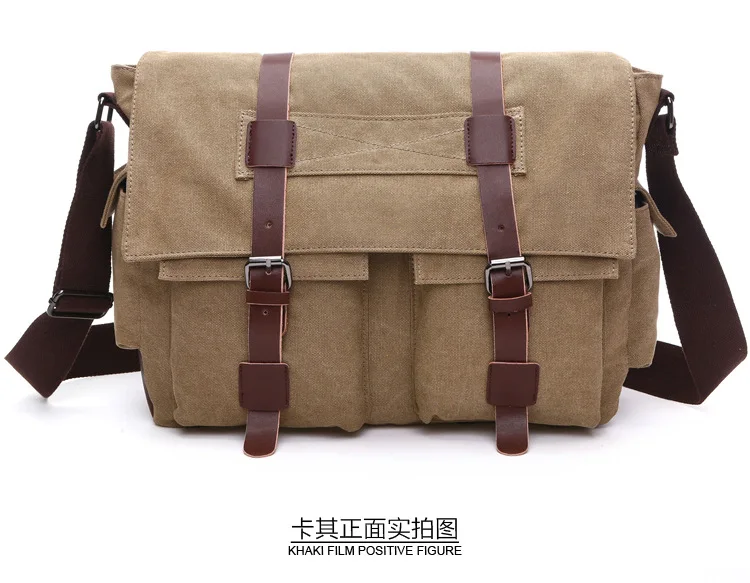 Canvas Men Business Messenger Bags for Men Shoulder Bag Vintage Canvas Crossbody Pack Retro Casual Office Travel Bag