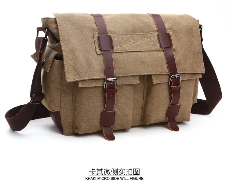 Canvas Men Business Messenger Bags for Men Shoulder Bag Vintage Canvas Crossbody Pack Retro Casual Office Travel Bag