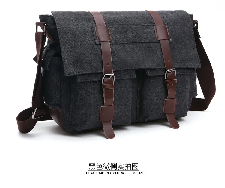 Canvas Men Business Messenger Bags for Men Shoulder Bag Vintage Canvas Crossbody Pack Retro Casual Office Travel Bag