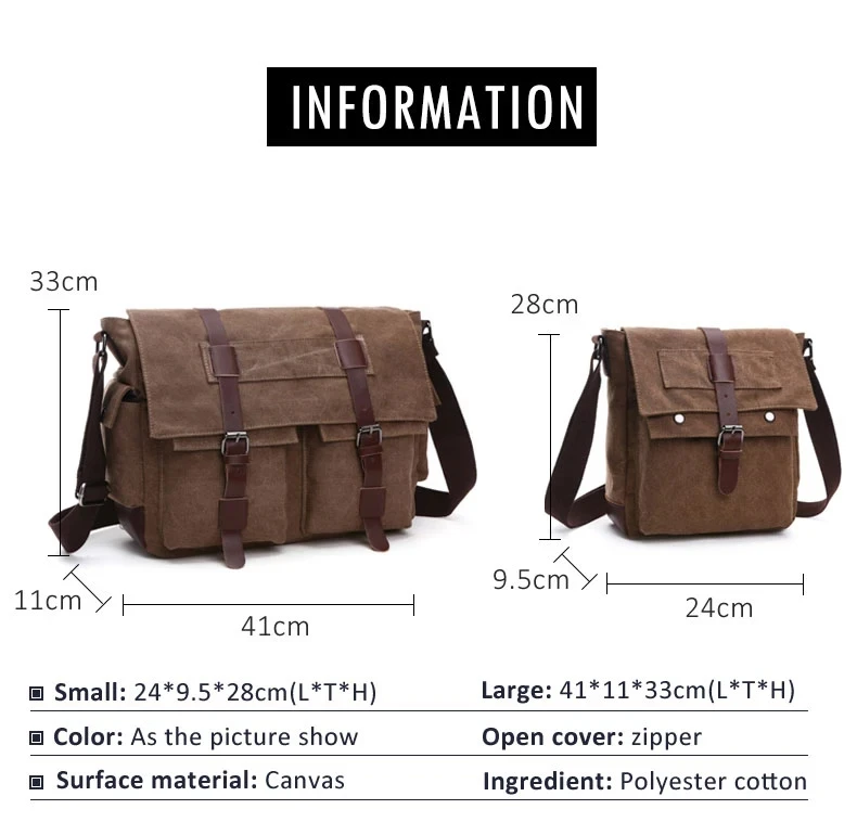 Canvas Men Business Messenger Bags for Men Shoulder Bag Vintage Canvas Crossbody Pack Retro Casual Office Travel Bag