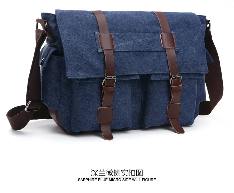 Canvas Men Business Messenger Bags for Men Shoulder Bag Vintage Canvas Crossbody Pack Retro Casual Office Travel Bag