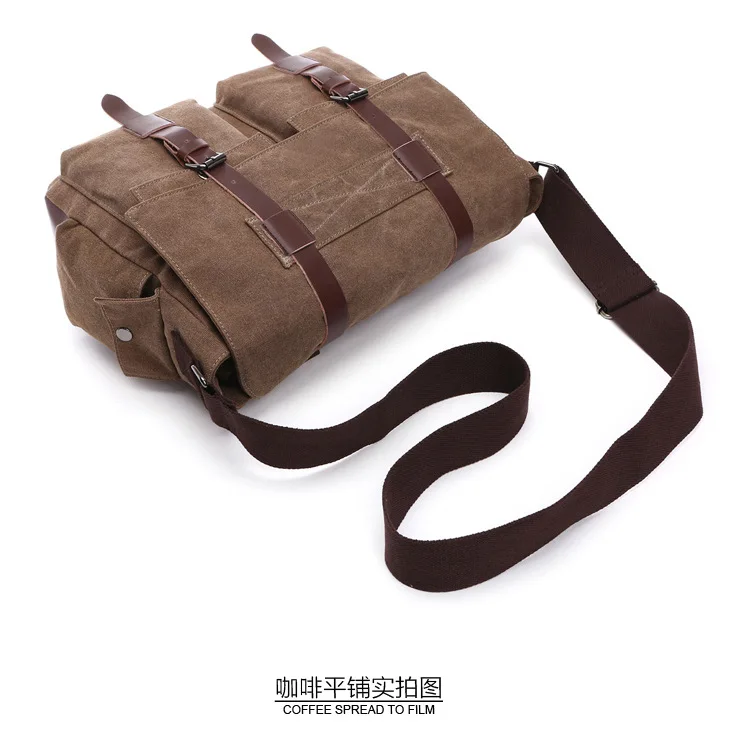 Canvas Men Business Messenger Bags for Men Shoulder Bag Vintage Canvas Crossbody Pack Retro Casual Office Travel Bag