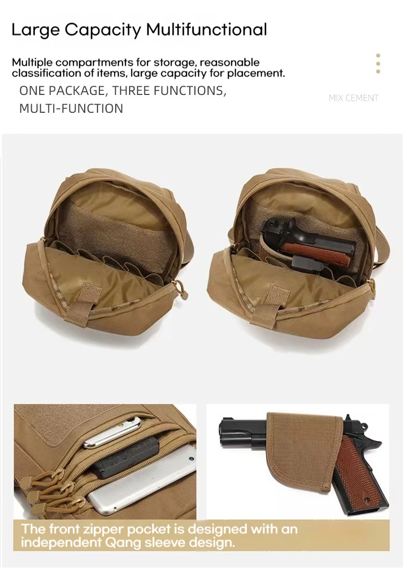 Tactical Shoulder Chest Bag Pistol Holster Concealed Carry Sling Crossbody Range Gun Convertible Backpack for Hunting Camping
