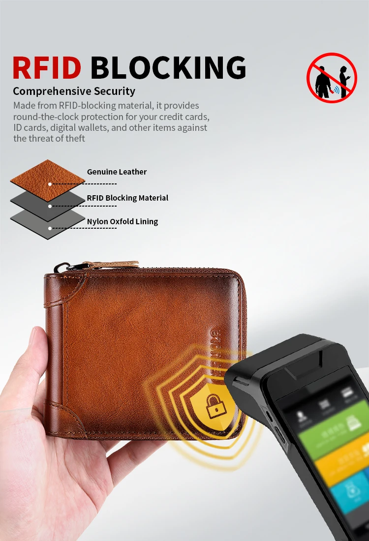Wallet for Men Genuine Leather Zipper Wallet, Change Card Bag, All-in-One Wallet, Trendy Short Clip for Men