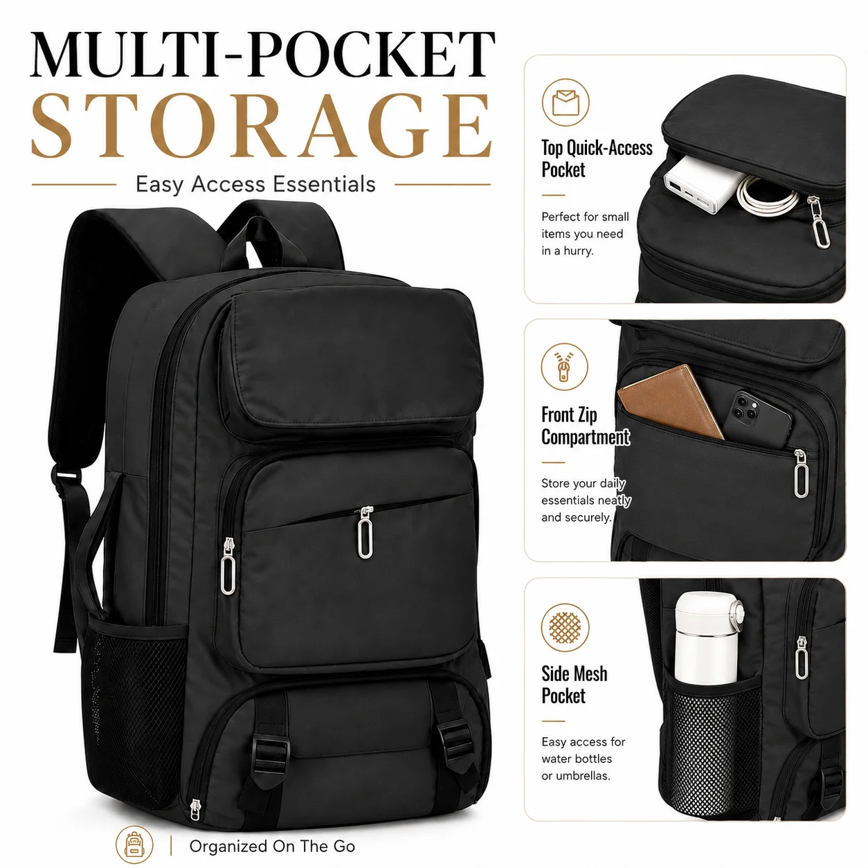 Large Capacity Men's Travel Backpack with Separate Shoe Compartment and Multiple Pockets for Organizing Laptops, a Spacious Backpack Suitable for Business Trips, Vacations, and Daily Commuting