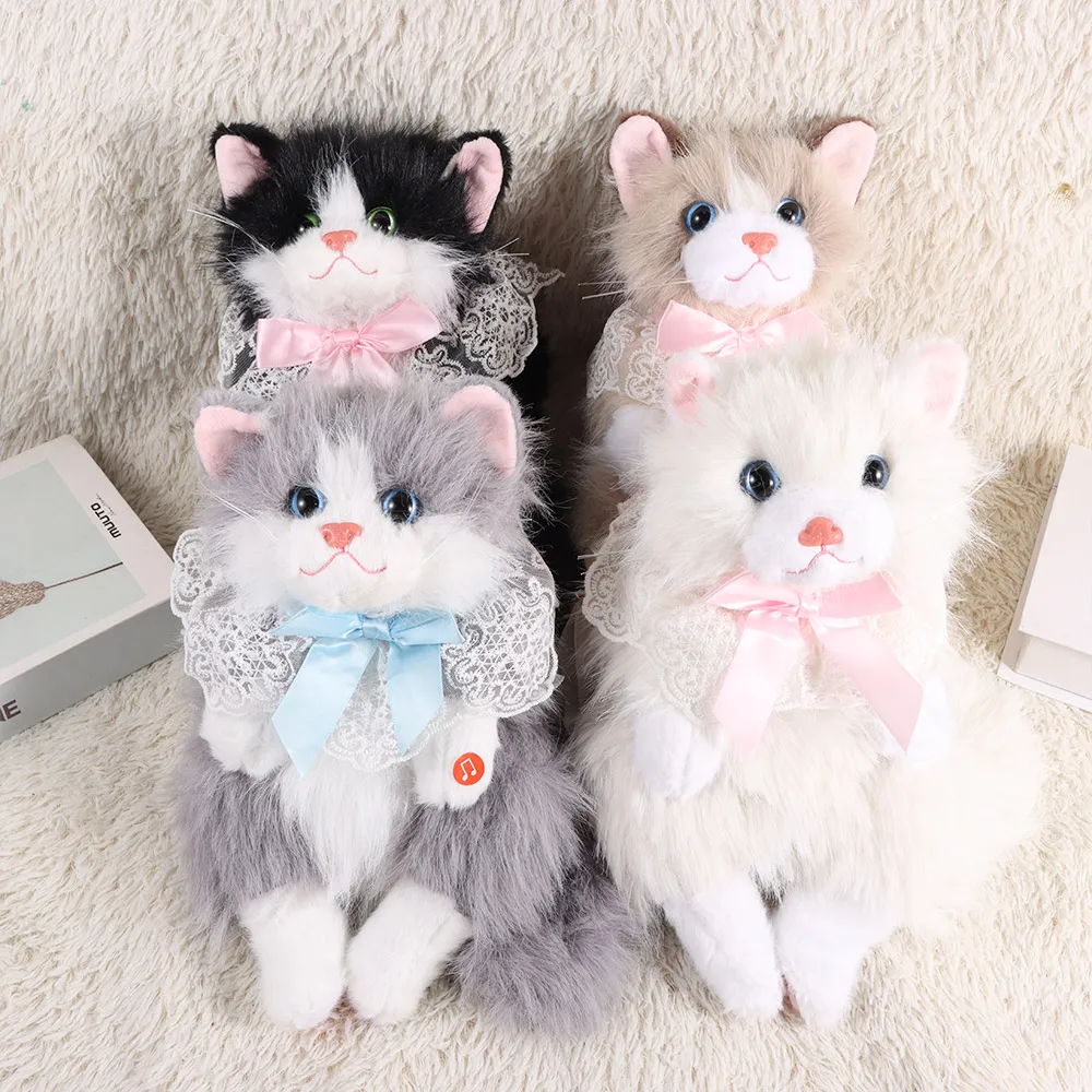 New Realistic Cat Simulated Puppet Cat Backpack Soft Fluffy Cute Cartoon Cat Backpack School Bags Travel Storage