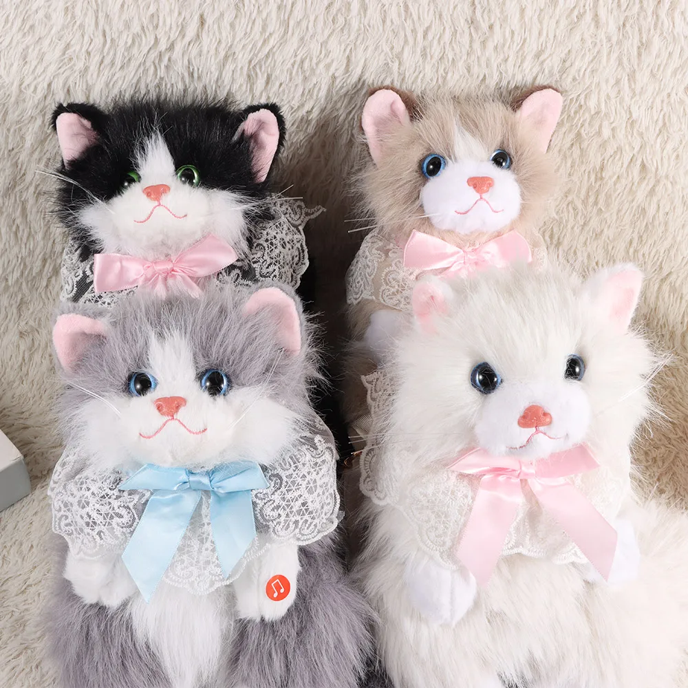New Realistic Cat Simulated Puppet Cat Backpack Soft Fluffy Cute Cartoon Cat Backpack School Bags Travel Storage