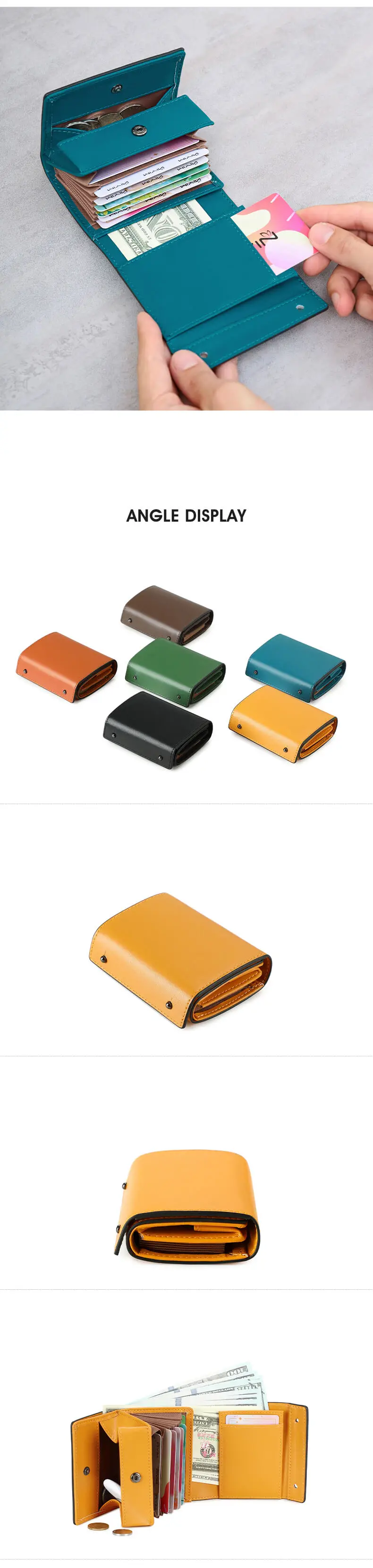 Simple Men's Short Wallet Stylish Business Tri-Fold Credit Card Holder Multi-Functional PU Leather Portable Handbag/Coin Purse