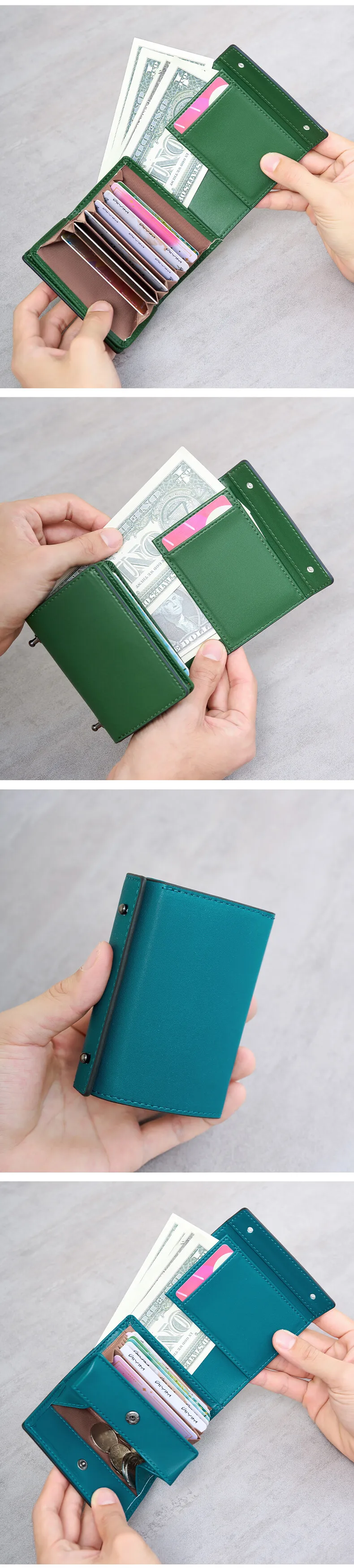 Simple Men's Short Wallet Stylish Business Tri-Fold Credit Card Holder Multi-Functional PU Leather Portable Handbag/Coin Purse