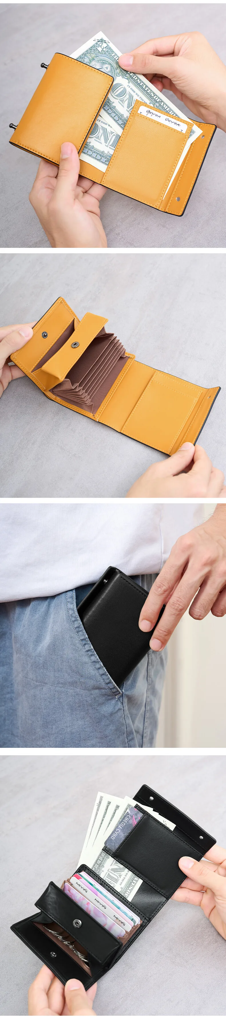 Simple Men's Short Wallet Stylish Business Tri-Fold Credit Card Holder Multi-Functional PU Leather Portable Handbag/Coin Purse