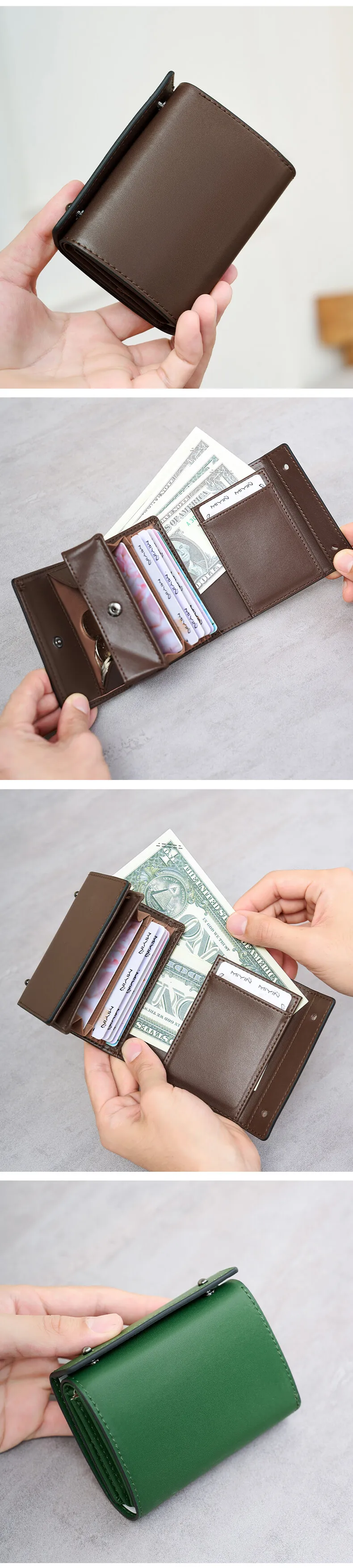 Simple Men's Short Wallet Stylish Business Tri-Fold Credit Card Holder Multi-Functional PU Leather Portable Handbag/Coin Purse