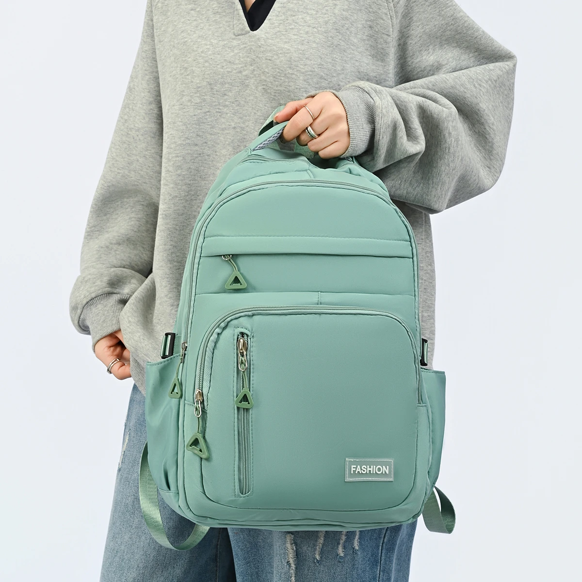 Macaron Gentle Solid Color Backpack Lightweight Load Reducing Multi-layer Storage Student School Bags Campus Commuting Backpack