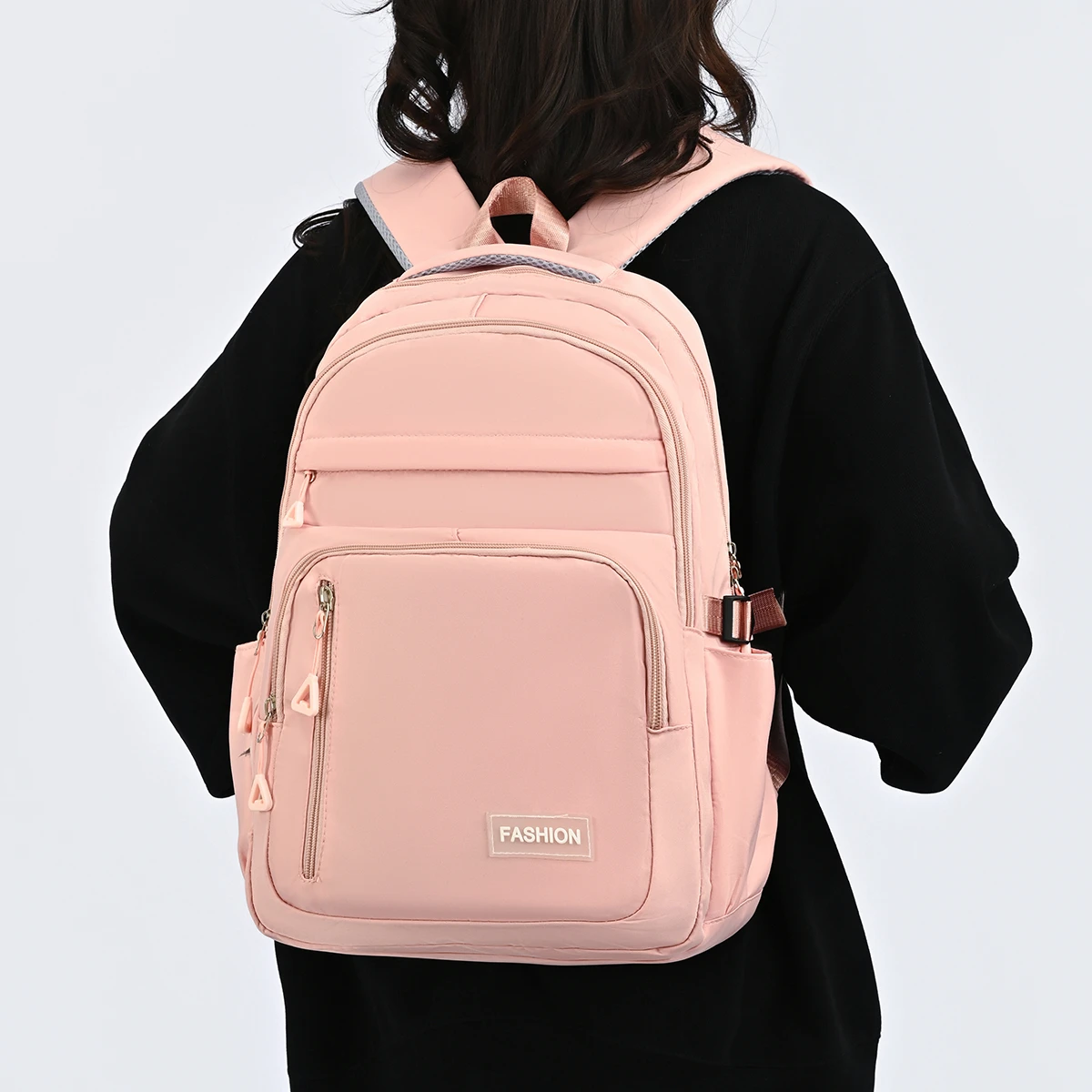Macaron Gentle Solid Color Backpack Lightweight Load Reducing Multi-layer Storage Student School Bags Campus Commuting Backpack