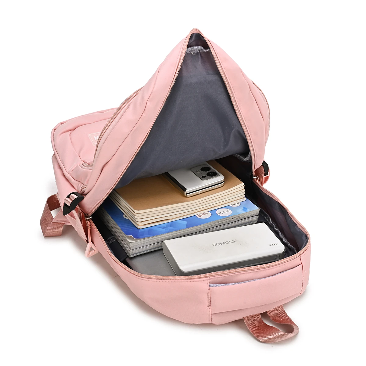 Macaron Gentle Solid Color Backpack Lightweight Load Reducing Multi-layer Storage Student School Bags Campus Commuting Backpack