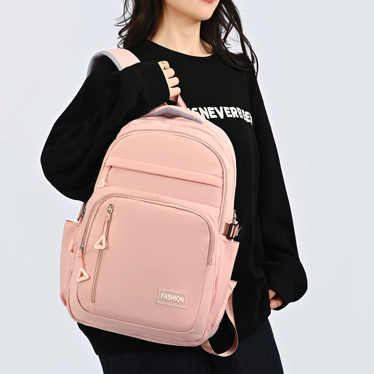 Macaron Gentle Solid Color Backpack Lightweight Load Reducing Multi-layer Storage Student School Bags Campus Commuting Backpack