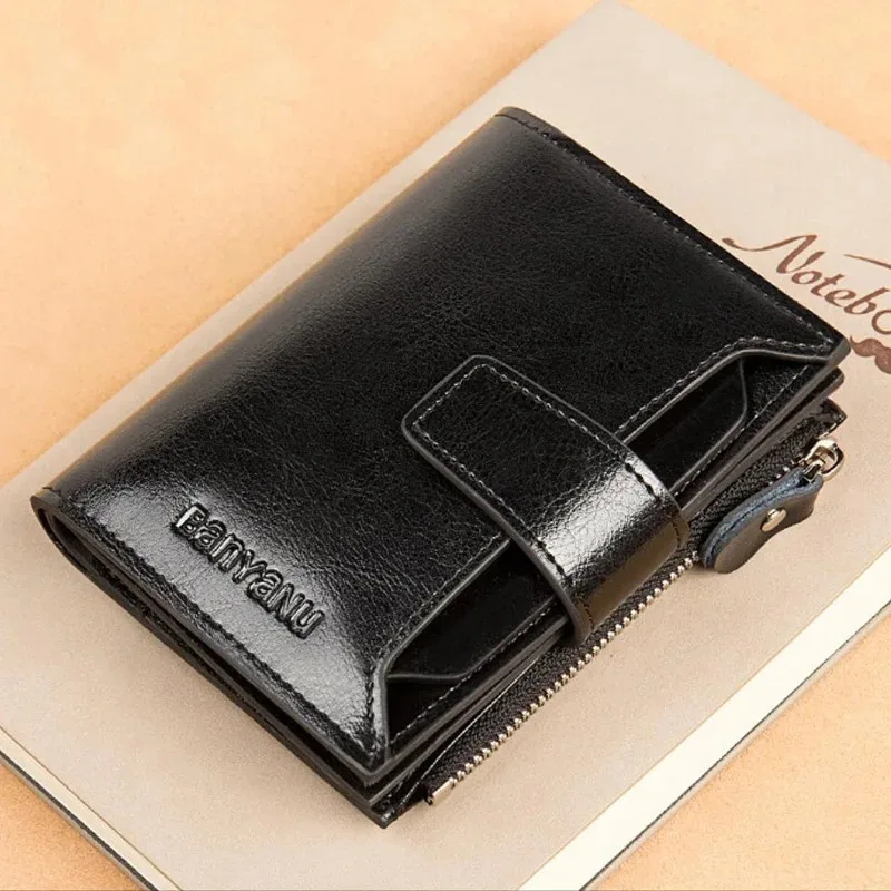 Genuine Leather Wallets for Women Red Money Purses Zipper Rfid Short Female Small Card Holder Coin Purse Trifold Bifold Wallet