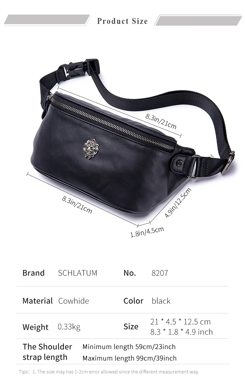 GenuineLeather Fanny Packs for Men Belt Bag Fashionable Waist Pack Sling Crossbody Bag for Workout Travel Camping Hiking Walking