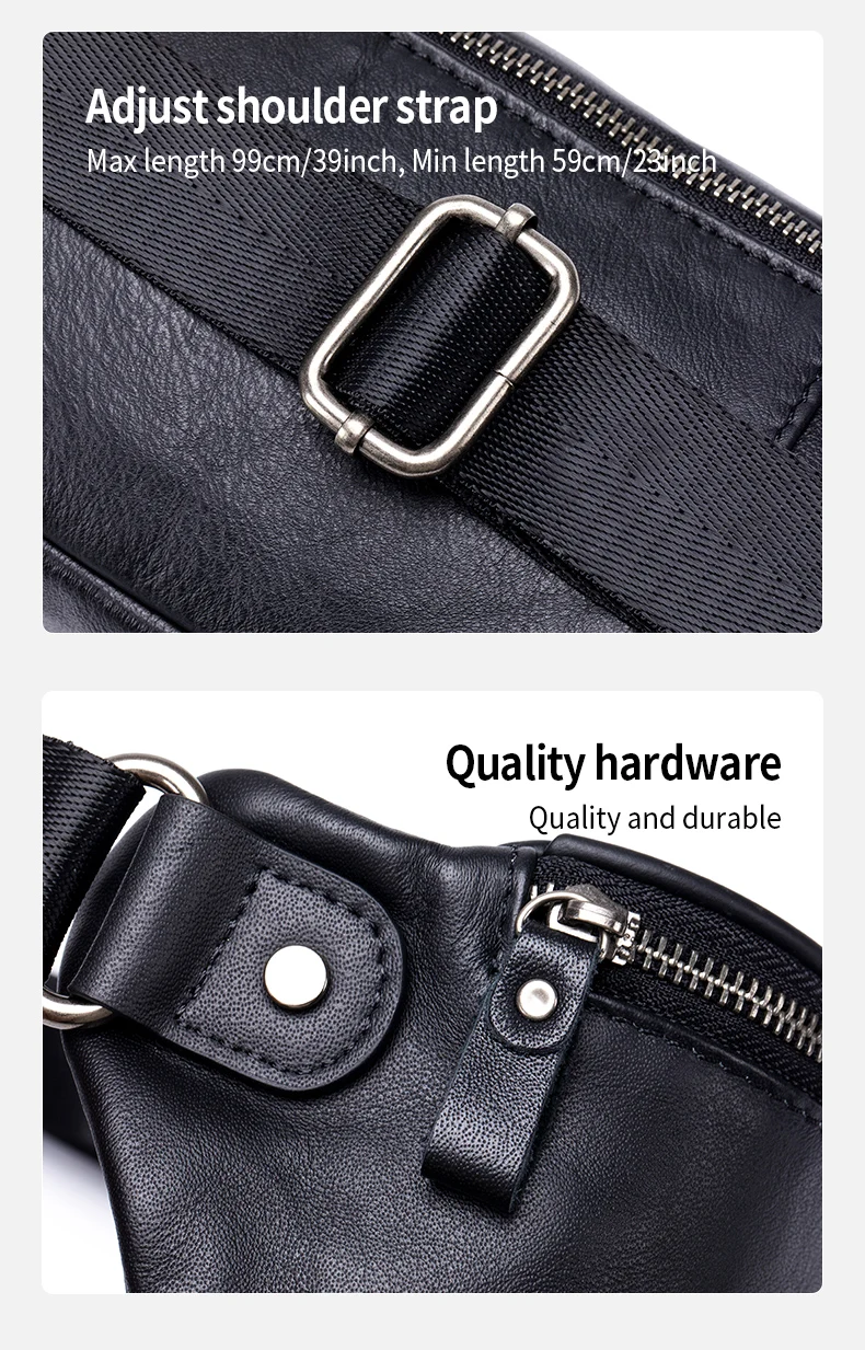 GenuineLeather Fanny Packs for Men Belt Bag Fashionable Waist Pack Sling Crossbody Bag for Workout Travel Camping Hiking Walking
