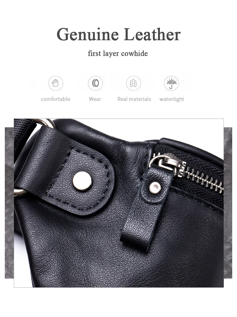 GenuineLeather Fanny Packs for Men Belt Bag Fashionable Waist Pack Sling Crossbody Bag for Workout Travel Camping Hiking Walking