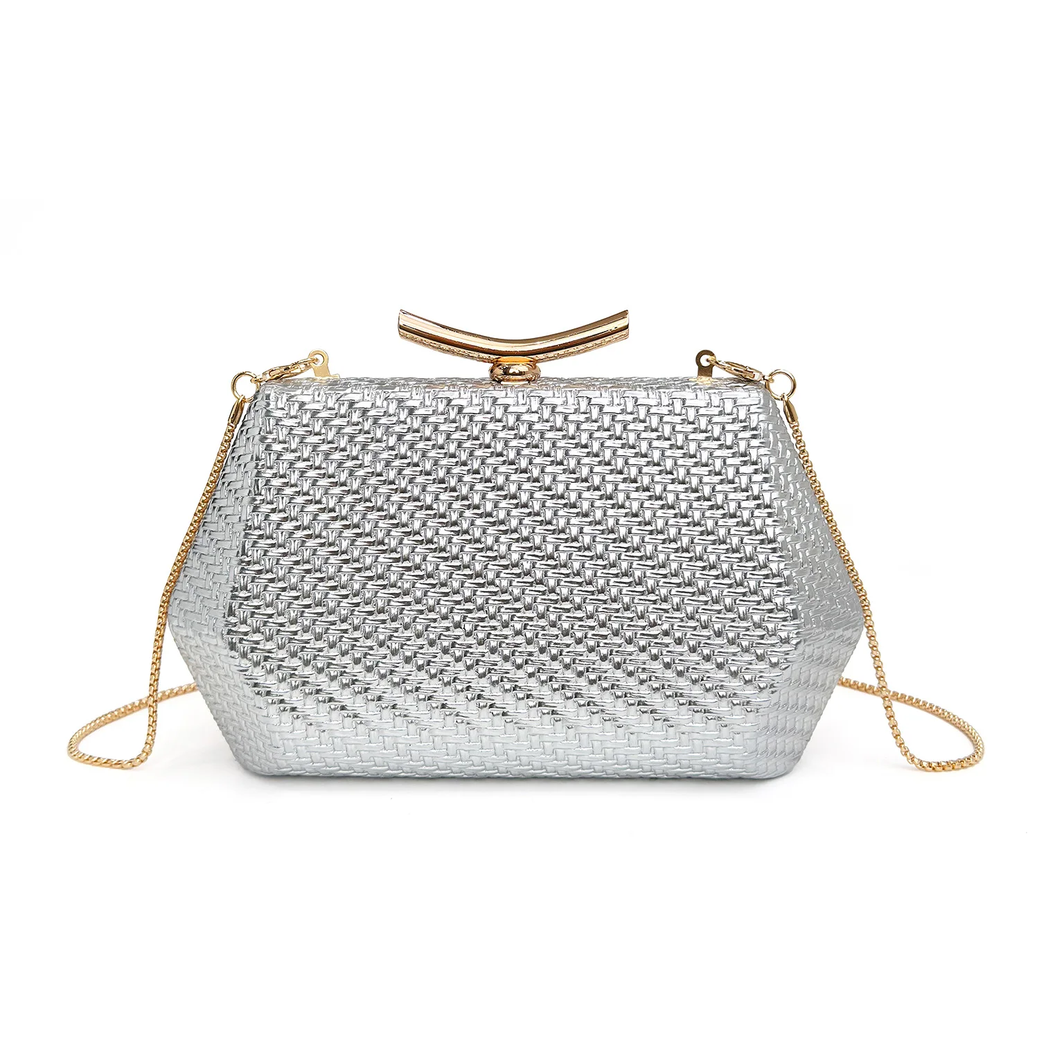 Light Luxury Woven Diamond Pattern Women's Evening Bag Simple Pure Colors Messenger Bag Suitable for Wedding and Party Occasions