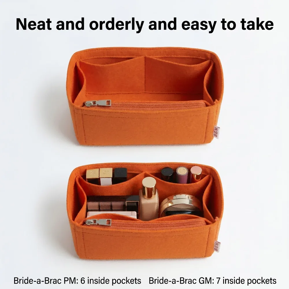 Felt Organizer Insert Thickened Sturdy Bag Shaper Multi Compartment Zipper Design Foldable Liner Pouch For Lunch Bag Tote Bag