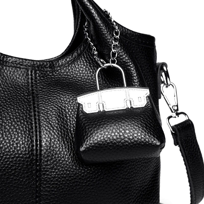 100% cowhide Tote Bags for Work Commuting Carrying Bag College Style Student Outfit Book Shoulder Bags Bolsos Para Mujer wallet