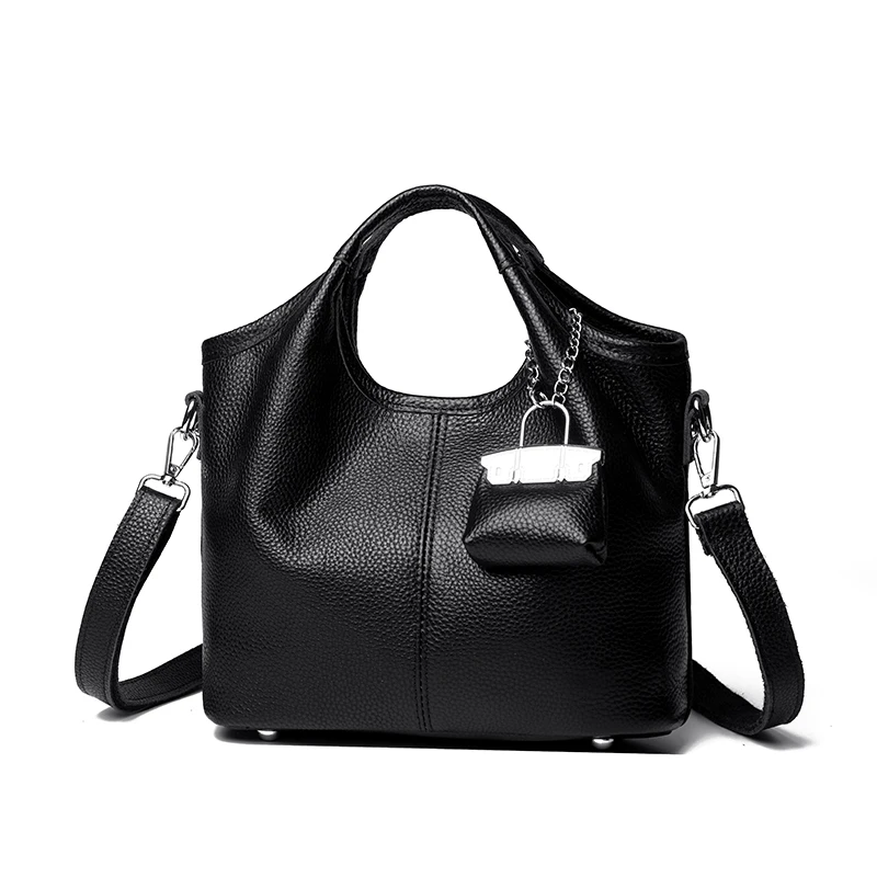 100% cowhide Tote Bags for Work Commuting Carrying Bag College Style Student Outfit Book Shoulder Bags Bolsos Para Mujer wallet