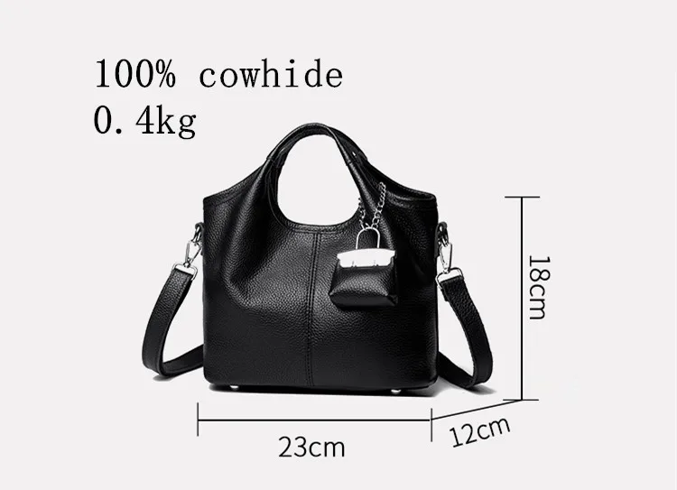 100% cowhide Tote Bags for Work Commuting Carrying Bag College Style Student Outfit Book Shoulder Bags Bolsos Para Mujer wallet