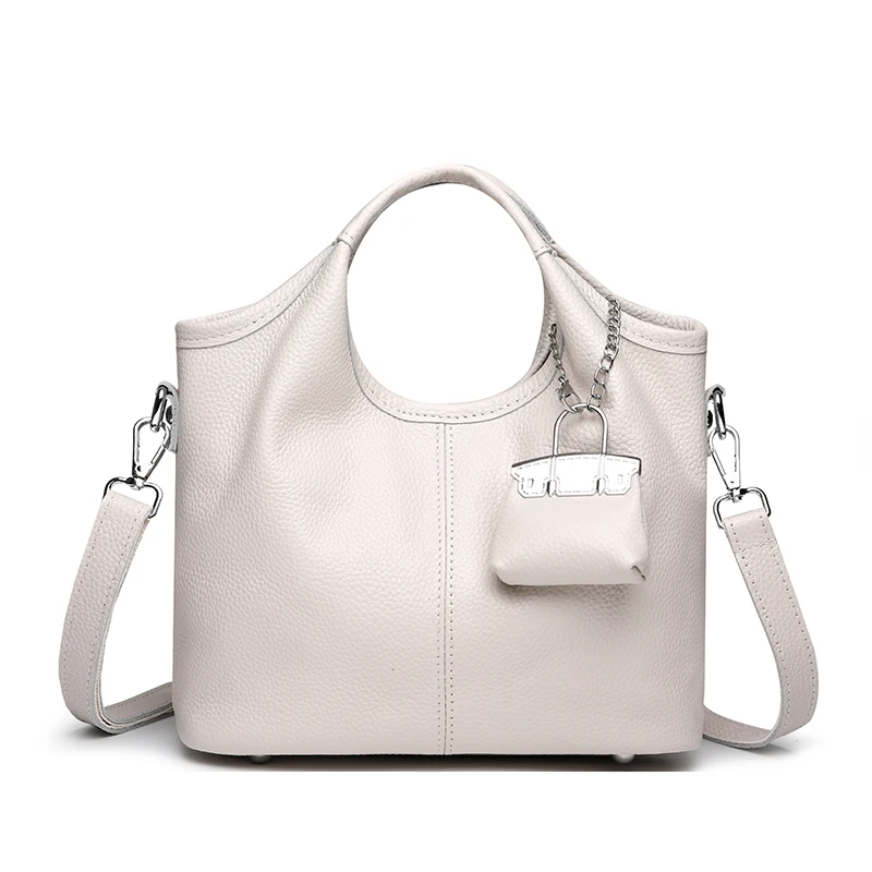 100% cowhide Tote Bags for Work Commuting Carrying Bag College Style Student Outfit Book Shoulder Bags Bolsos Para Mujer wallet