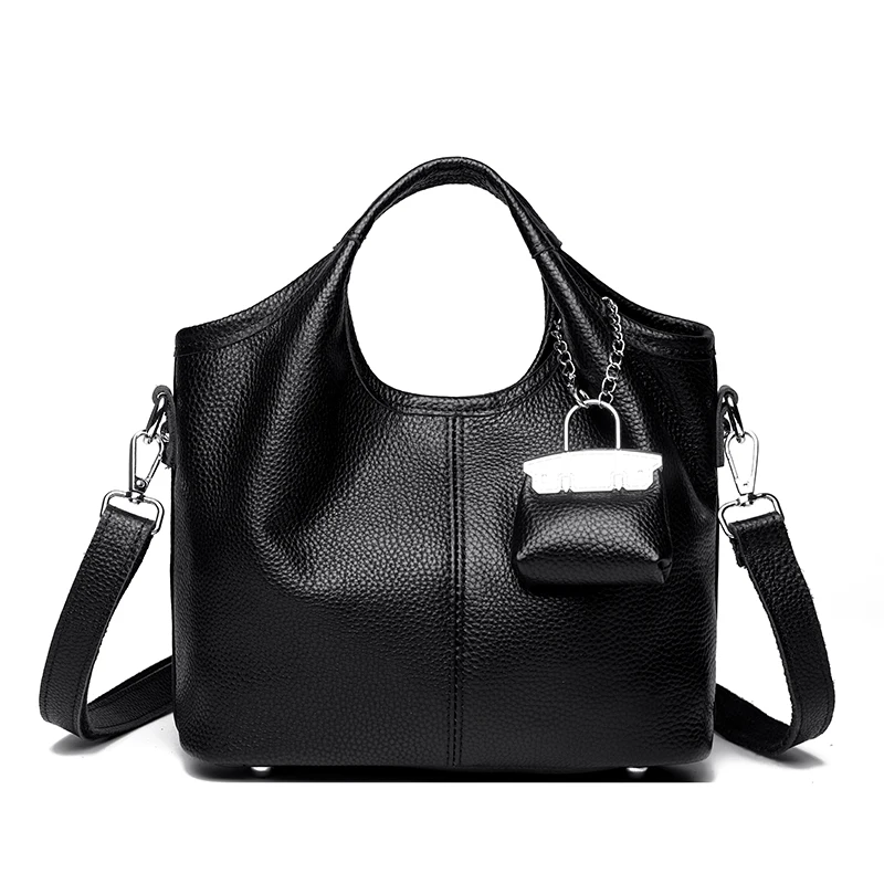 100% cowhide Tote Bags for Work Commuting Carrying Bag College Style Student Outfit Book Shoulder Bags Bolsos Para Mujer wallet