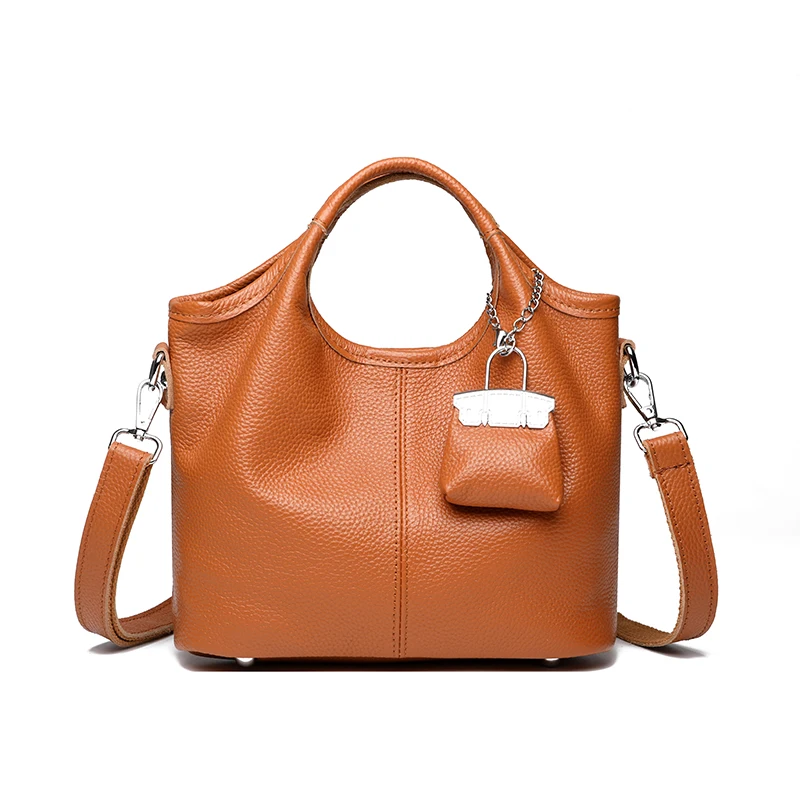 100% cowhide Tote Bags for Work Commuting Carrying Bag College Style Student Outfit Book Shoulder Bags Bolsos Para Mujer wallet