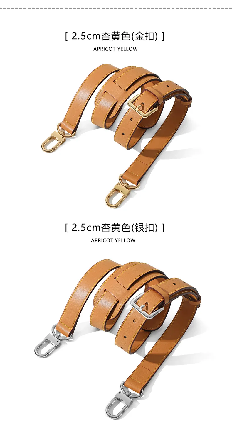 Genuine Vachetta leather crossbody Adjustable strap for LV bag Shoulder straps for bag keepall Speedy Alma Neverfull replacement