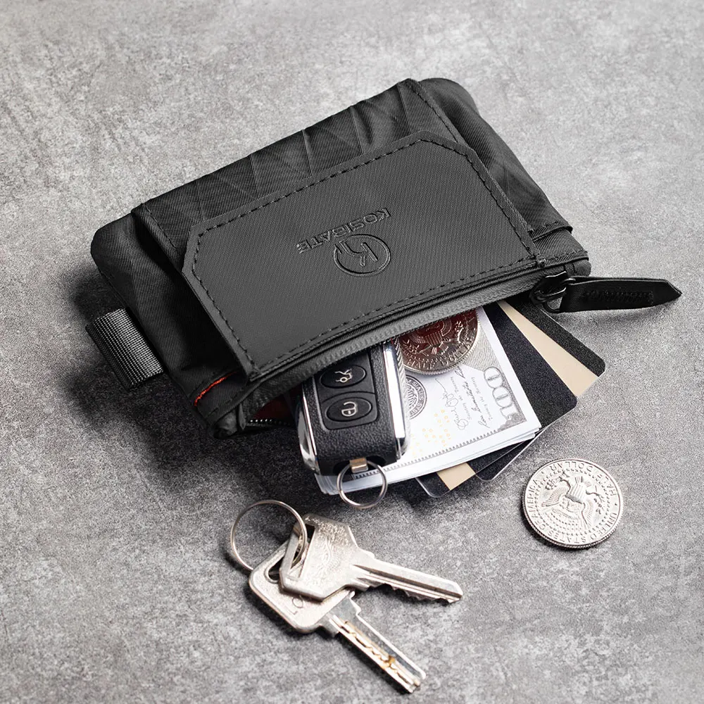 RFID Blocking Minimalist Travel Wallet Zipper Pouch Coin - Compact Card Holder and Cash Wallet, Multifunctional Wallet with Flap