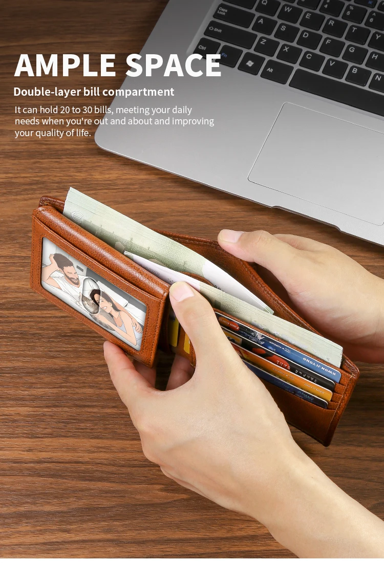 2526 Bestseller Short-style Wallet Crafted from Genuine Top-grain Cowhide Leather Features RFID Blocking Technology Card Slot De