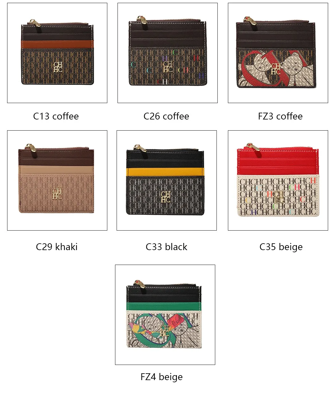 CH Women's Wallet Exquisite Compact Convenient Decoration Durable Elegant Brand Design Sense Letter Decoration Zipper