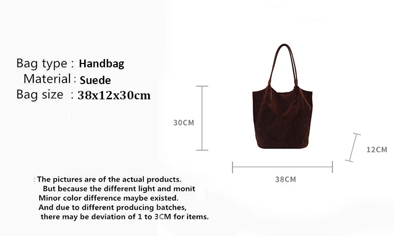 Retro Suede Tote Bag For Women Textured Solid Casual Commuting Shoulder Bags Autumn Winter Large Capacity Shopping Handbags
