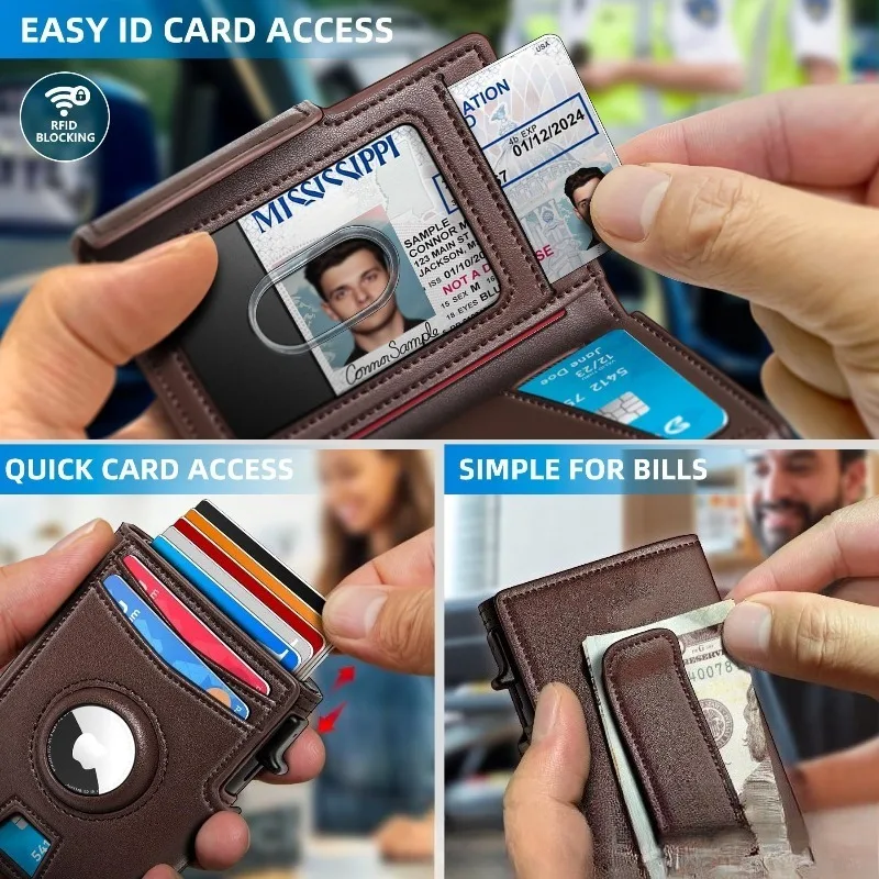 Men's Short Bifold Aluminum Case Wallet, Multi Card Slot Credit Card Holder, Durable Metal Wallet Ideal for Business & Daily Use
