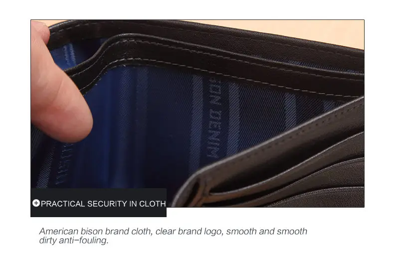 BISON DENIM Genuine Leather Wallet Men Brand Fashion Short Purses Coin Purse ID Credit Card Holder Slim Bifold Wallet Men