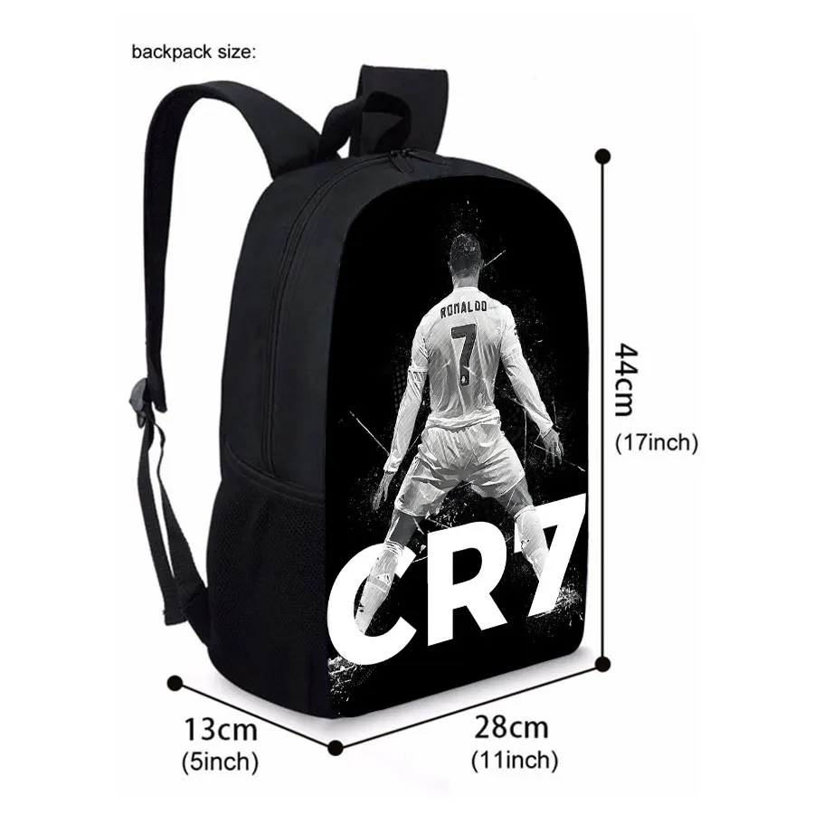 Football Black Print Single Layer Backpack for Boy/Girls Best Gifts 2D Flat Cartoon SchoolBag for Children Bags