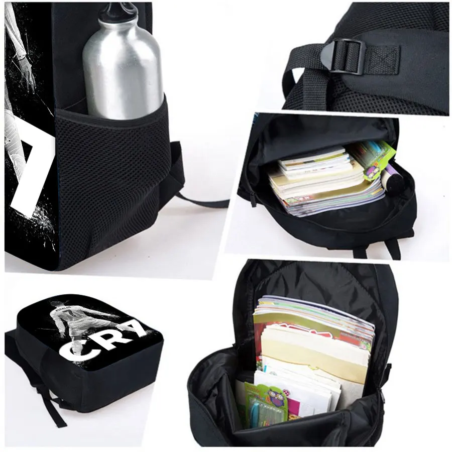Football Black Print Single Layer Backpack for Boy/Girls Best Gifts 2D Flat Cartoon SchoolBag for Children Bags