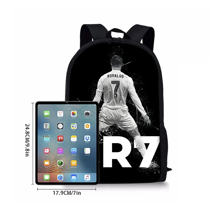 Football Black Print Single Layer Backpack for Boy/Girls Best Gifts 2D Flat Cartoon SchoolBag for Children Bags