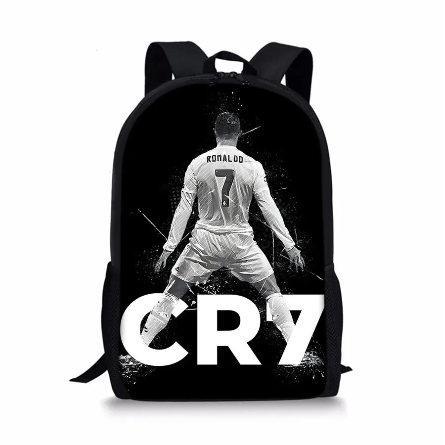 Football Black Print Single Layer Backpack for Boy/Girls Best Gifts 2D Flat Cartoon SchoolBag for Children Bags