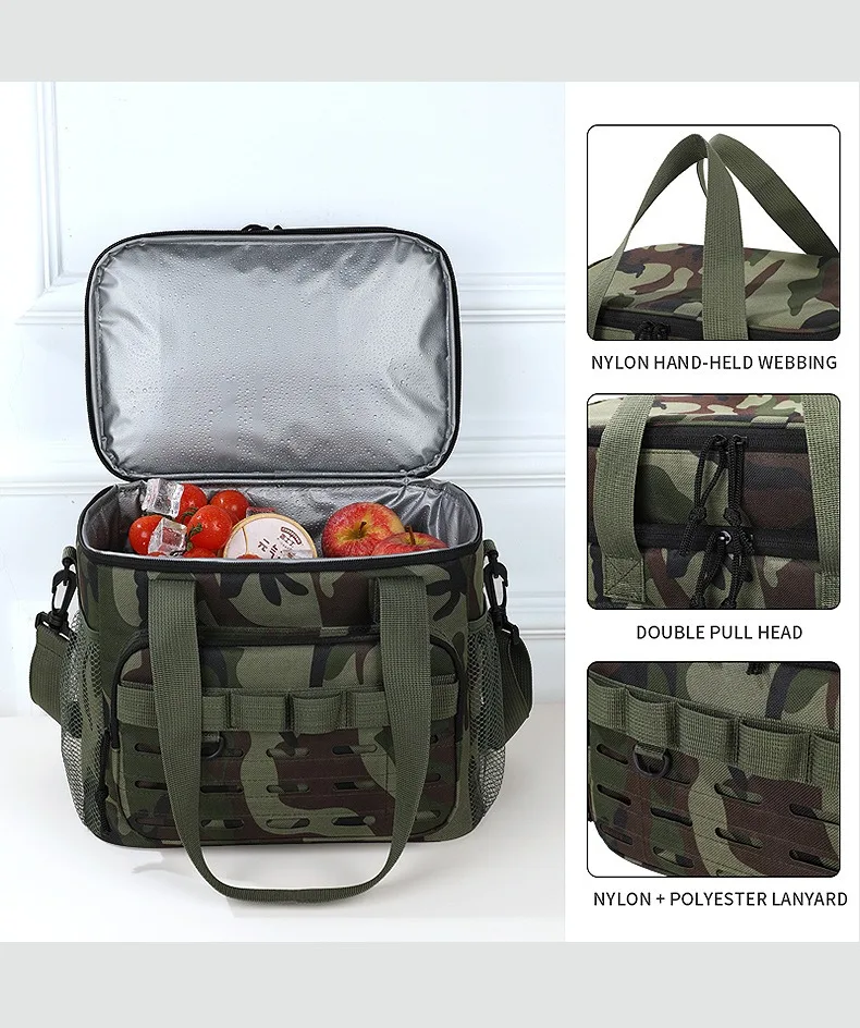 Picnic Bag Outdoor Camouflage Fashion Foreign Style Hot-Selling Lunch Bag Large Capacity Fresh-Keeping Ice Bag Oxford Cloth Lunc