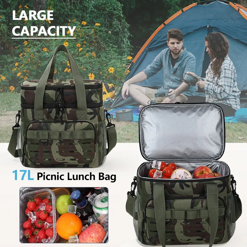 Picnic Bag Outdoor Camouflage Fashion Foreign Style Hot-Selling Lunch Bag Large Capacity Fresh-Keeping Ice Bag Oxford Cloth Lunc