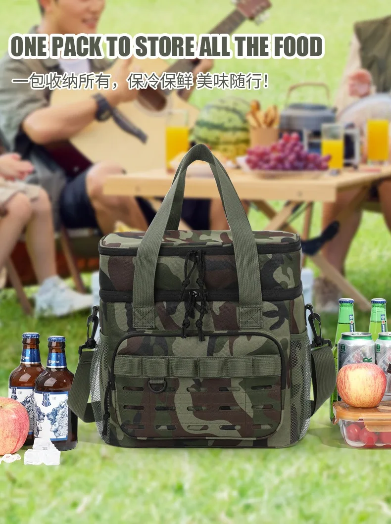 Picnic Bag Outdoor Camouflage Fashion Foreign Style Hot-Selling Lunch Bag Large Capacity Fresh-Keeping Ice Bag Oxford Cloth Lunc