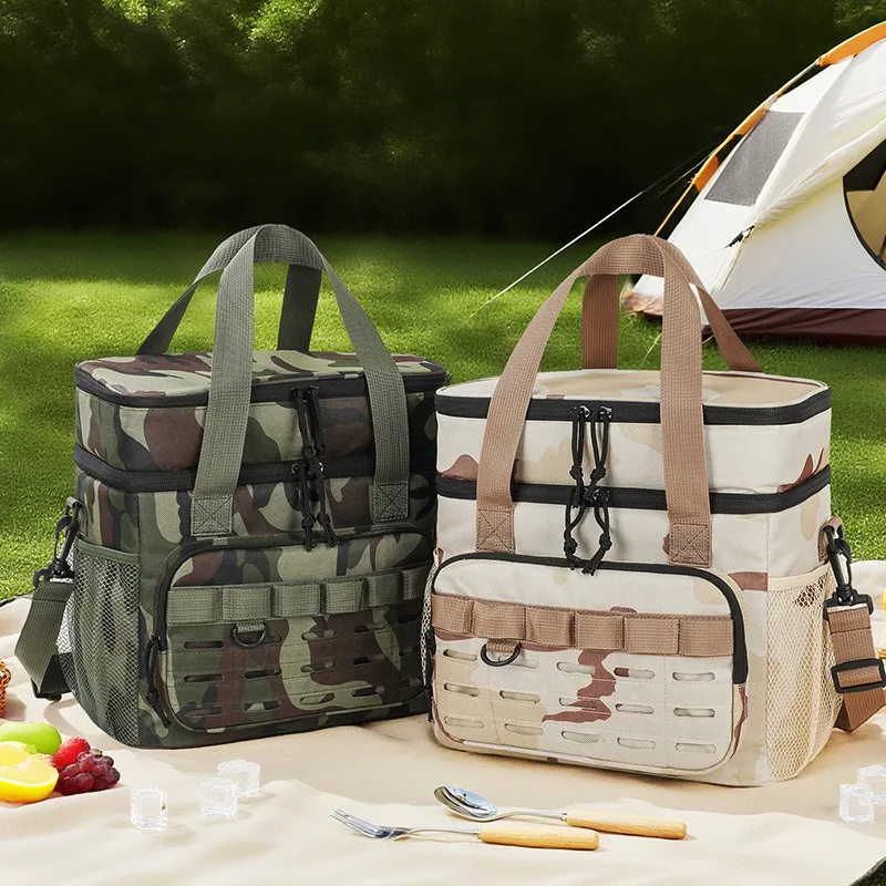 Picnic Bag Outdoor Camouflage Fashion Foreign Style Hot-Selling Lunch Bag Large Capacity Fresh-Keeping Ice Bag Oxford Cloth Lunc