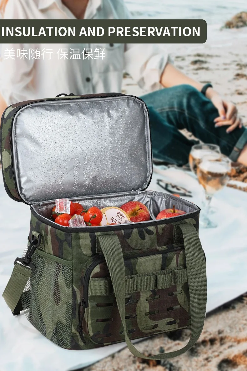 Picnic Bag Outdoor Camouflage Fashion Foreign Style Hot-Selling Lunch Bag Large Capacity Fresh-Keeping Ice Bag Oxford Cloth Lunc